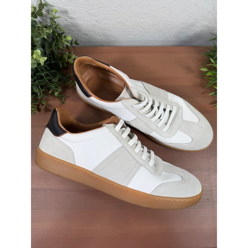 Allen Edmonds Mens Ludlow White Leather Suede Slip On Sneakers Size 11.5 D